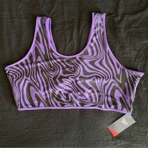 Women’s Reebok Reversible Modern Safari Bralette in Purple and Black Size 4X NWT